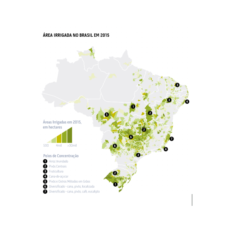 área irrigada no Brasil em 2015